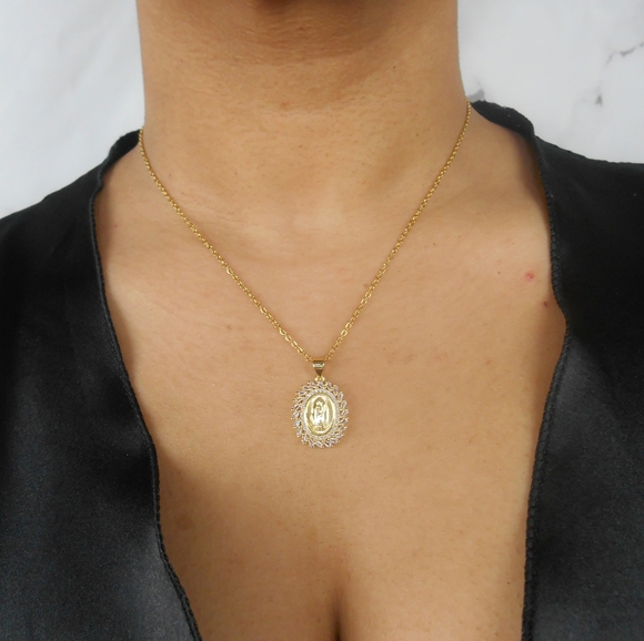 24k Gold Filled Virgin Mary Necklace - Picture 7 of 8